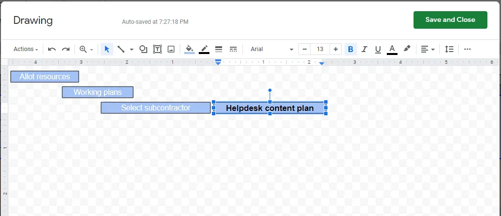 Add descriptions to the swimlane-associated shapes of your Google Sheets roadmap