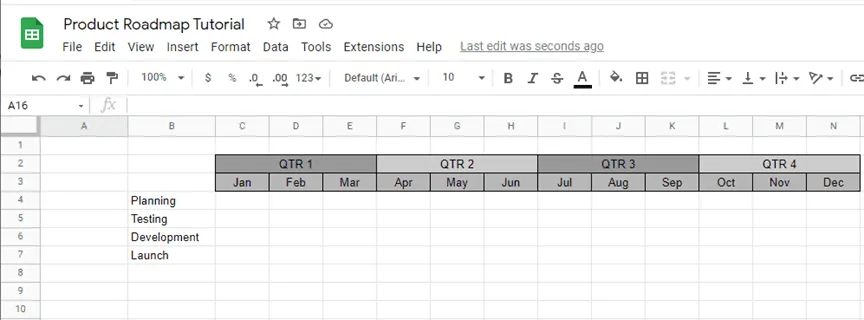 Add multiple timebands to your Google Sheets roadmap