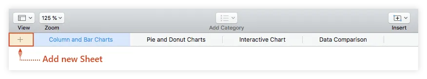 Add new Numbers sheet