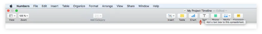 Add Text Box to Your Numbers Timeline
