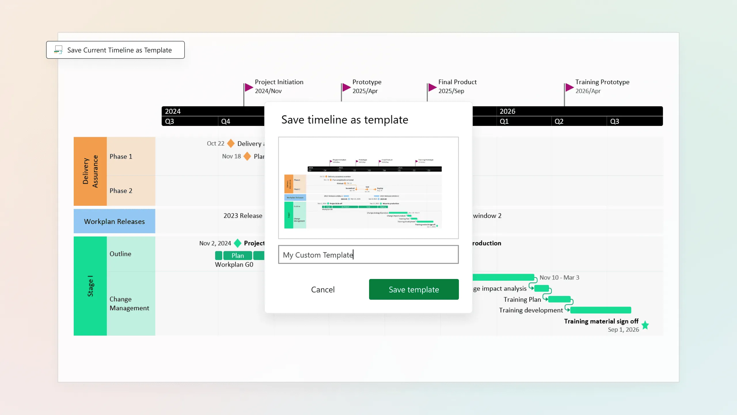 Geavanceerde aanpassingsopties in Office Timeline Expert