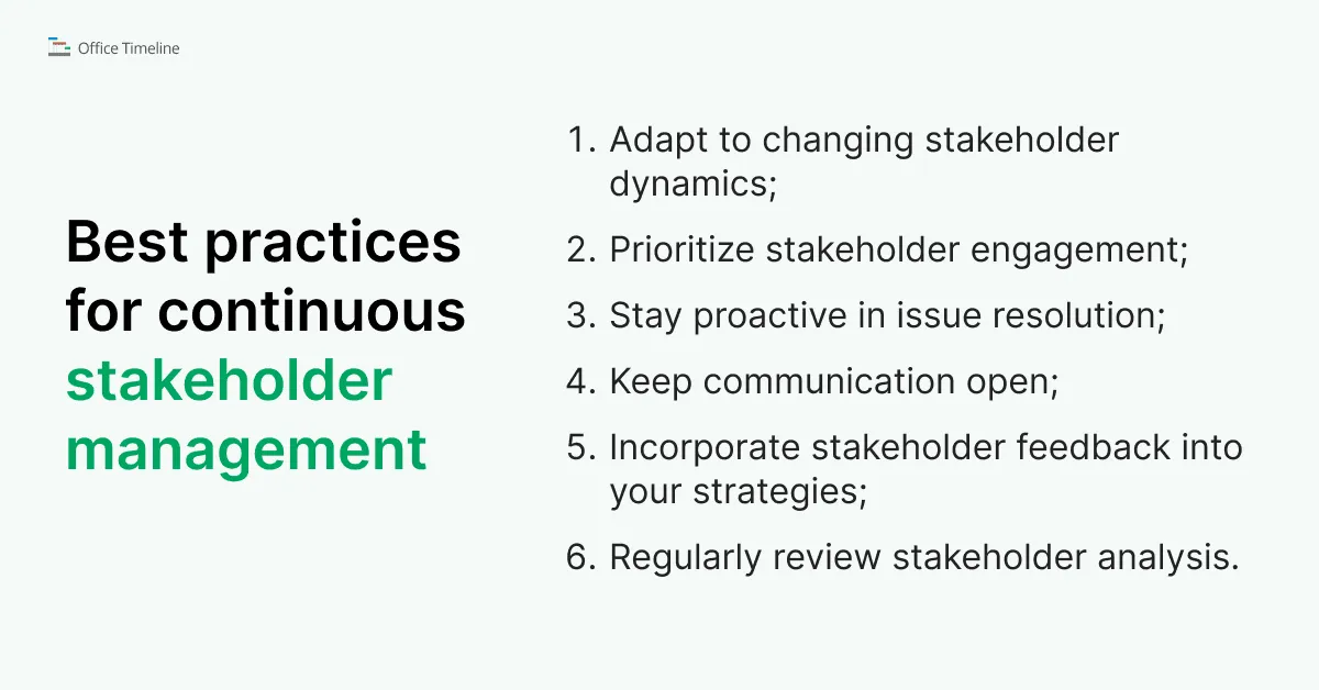 Best practices for continuous stakeholder management