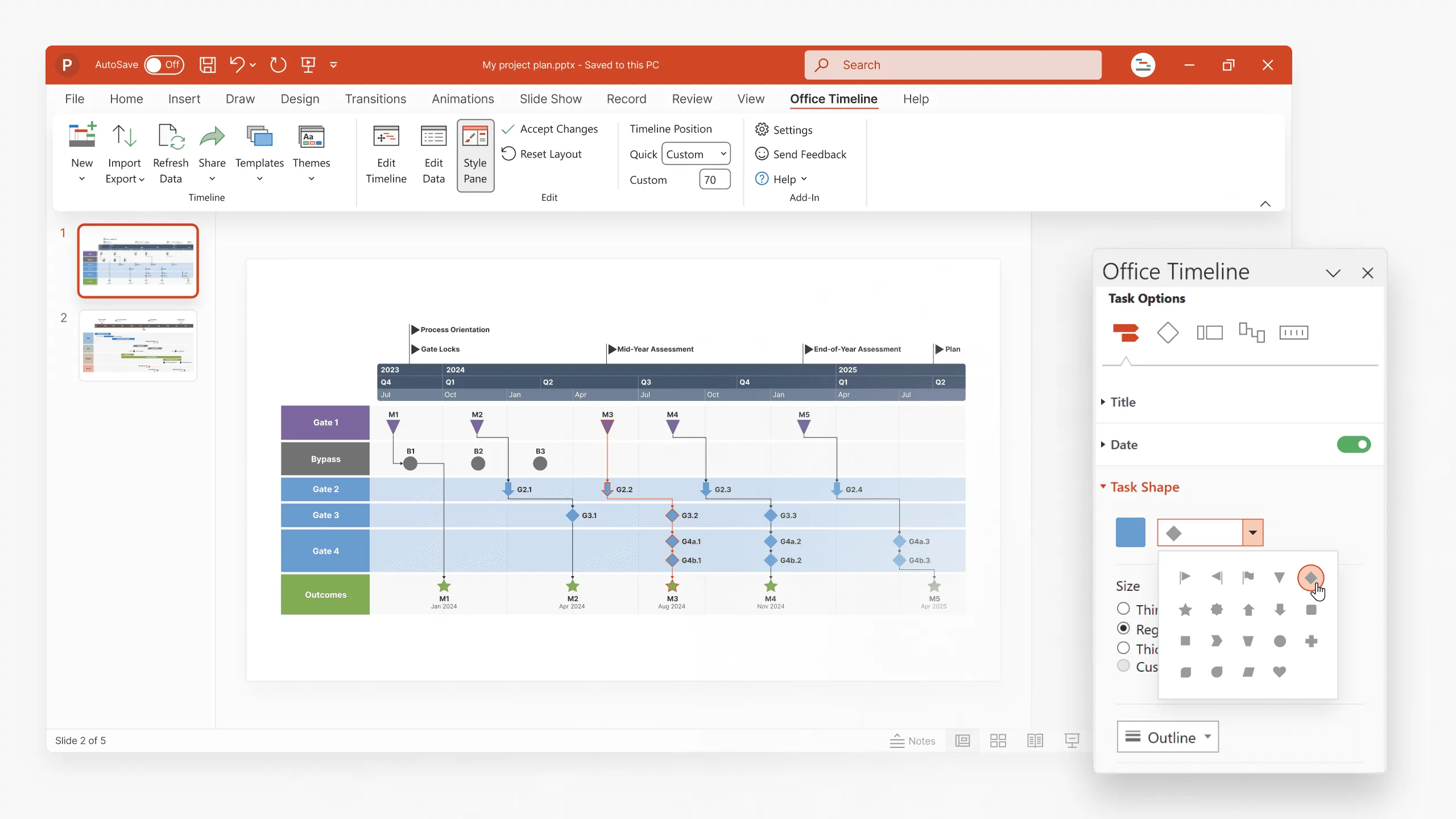 Customize timelines with advanced formatting options