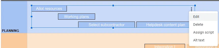 Edit or remove a swimlane object from your Google Sheets roadmap