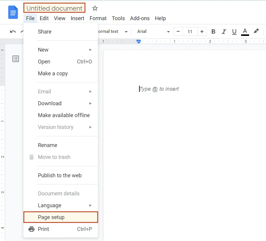 Modify setup in Google Docs timeline