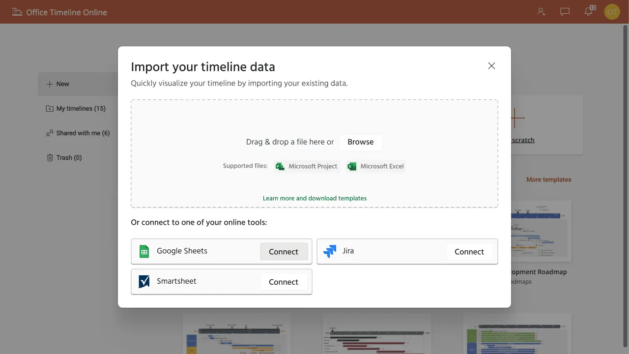 Sign in to Office Timeline Online with your Google account