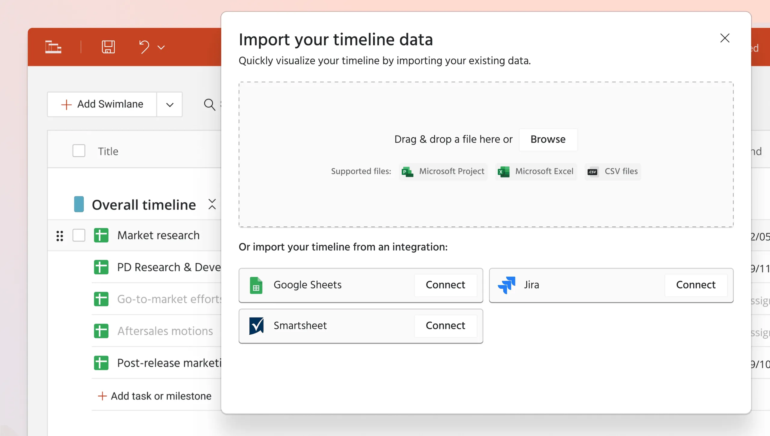 Import from Google Sheets into Office Timeline Online