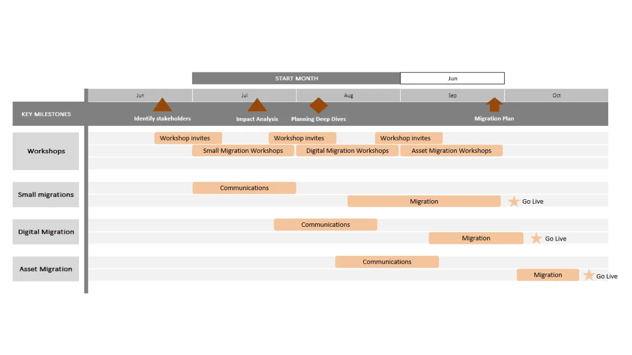 Voorbeeld van Excel-sjabloon voor IT-roadmap