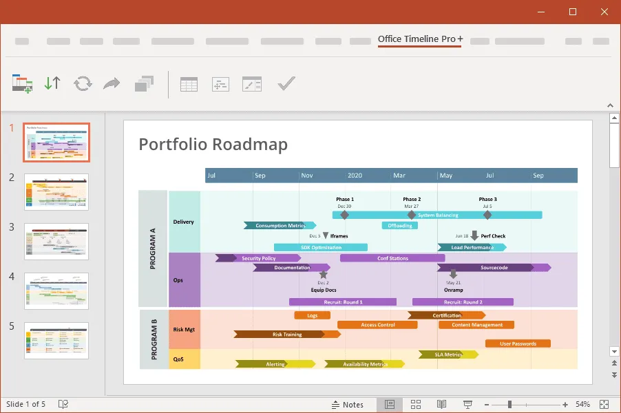 Make PowerPoint roadmaps with Office Timeline