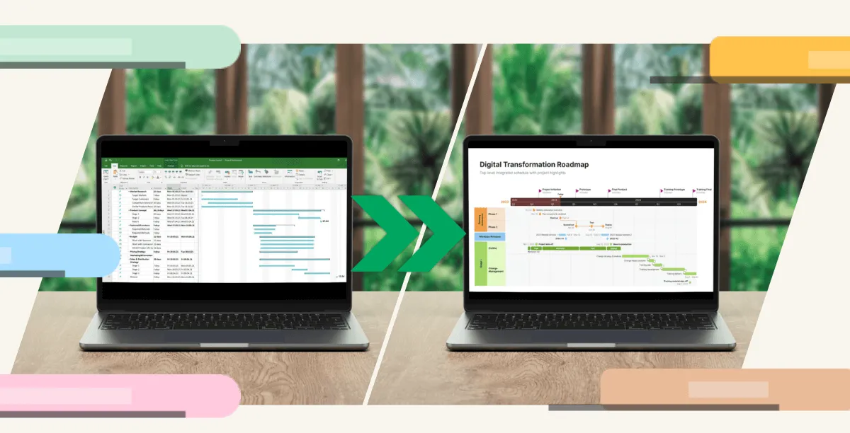 MS Project vs roadmap made with Office Timeline