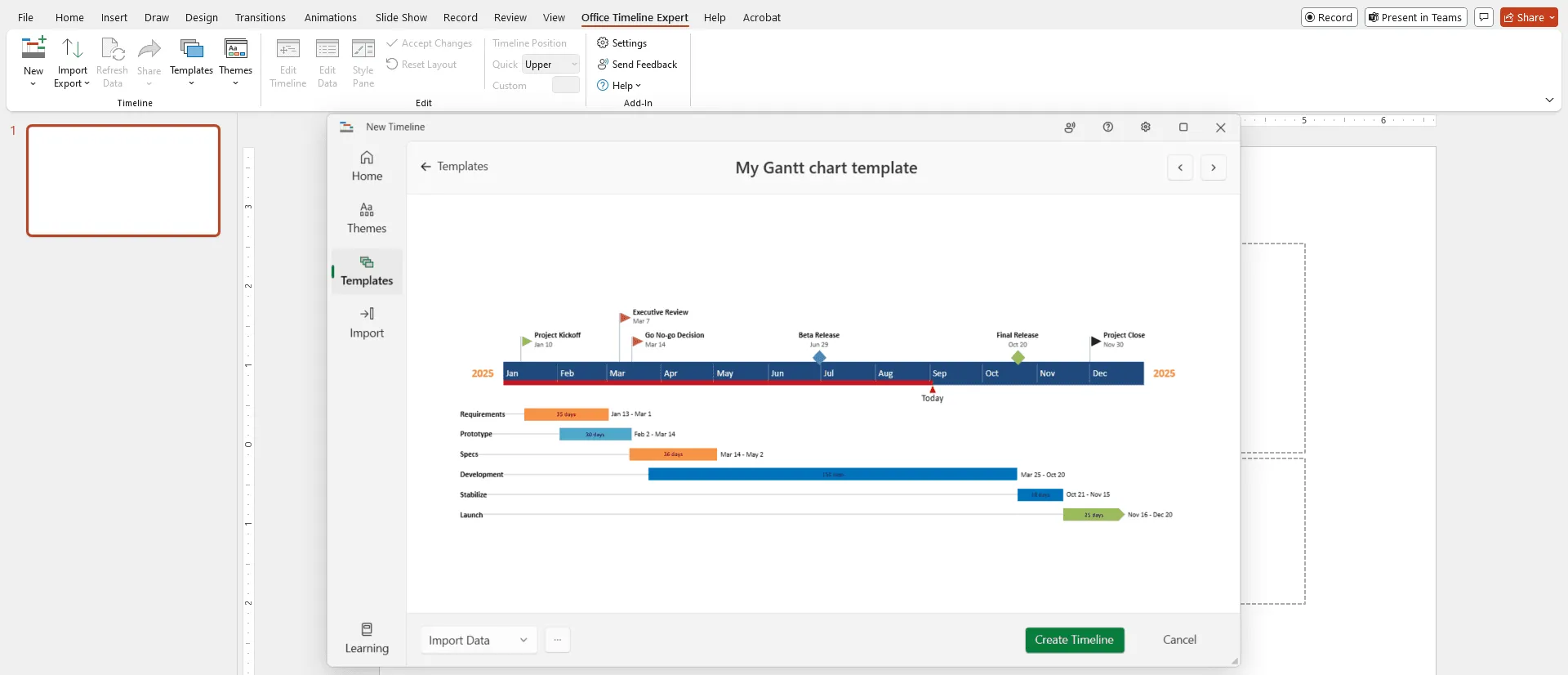 My Gantt chart template