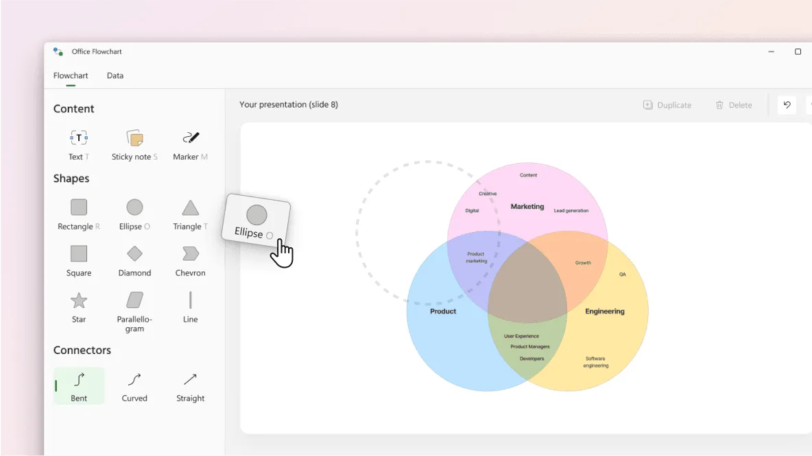 Drag & drop interface for easy element arrangement in PowerPoint