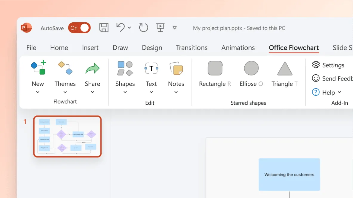 Flowchart add-in fully integrated into PowerPoint for seamless diagram creation