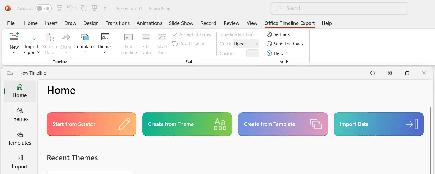Office Timeline interface