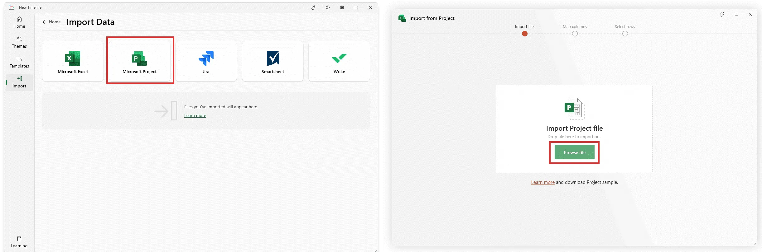 Office Timeline Import from Microsoft Project Wizard