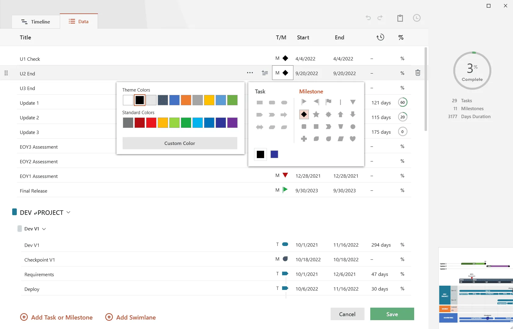 Customize PowerPoint roadmap in Office Timeline