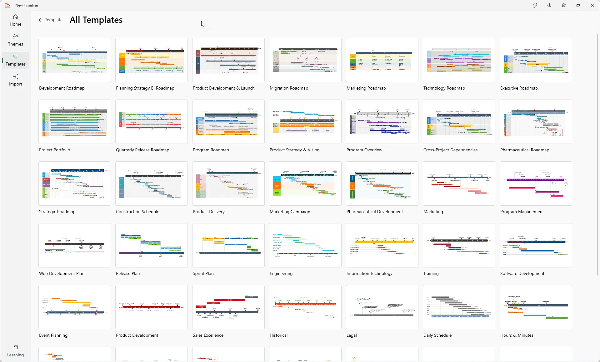 Templates in Office Timeline add-in for PowerPoint