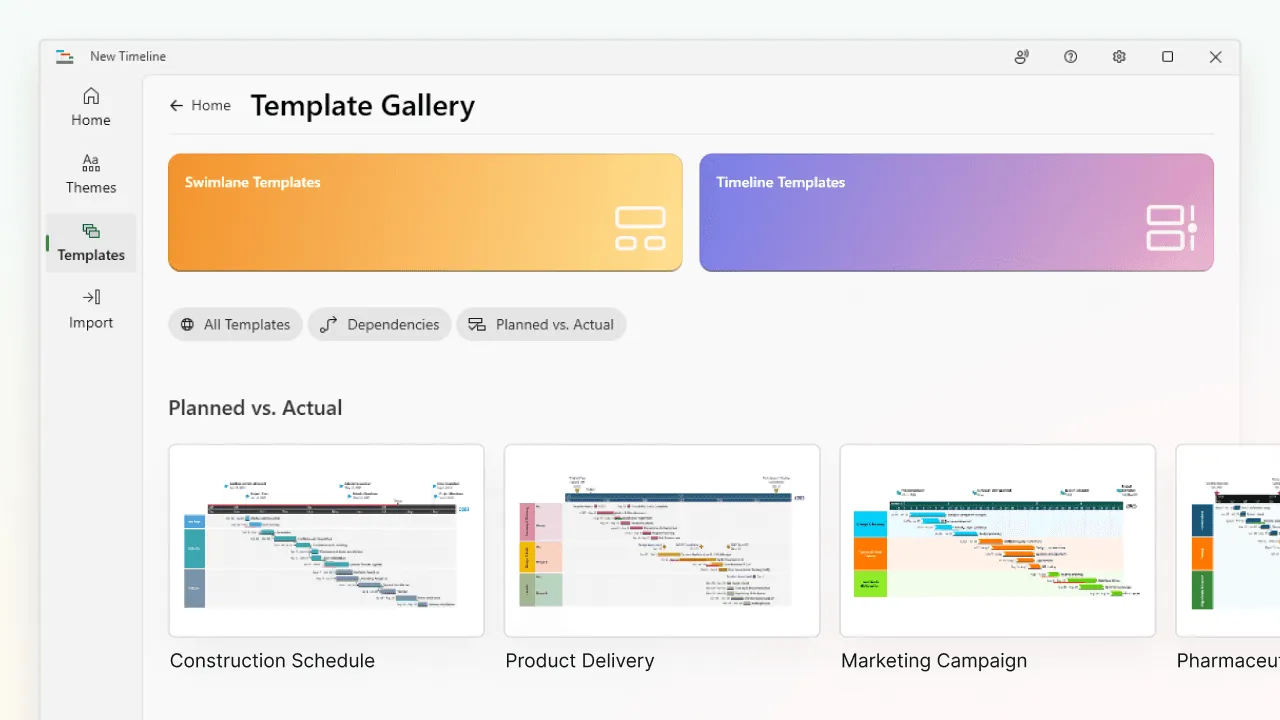 Planned vs. Actual templates for consistent timeline reporting