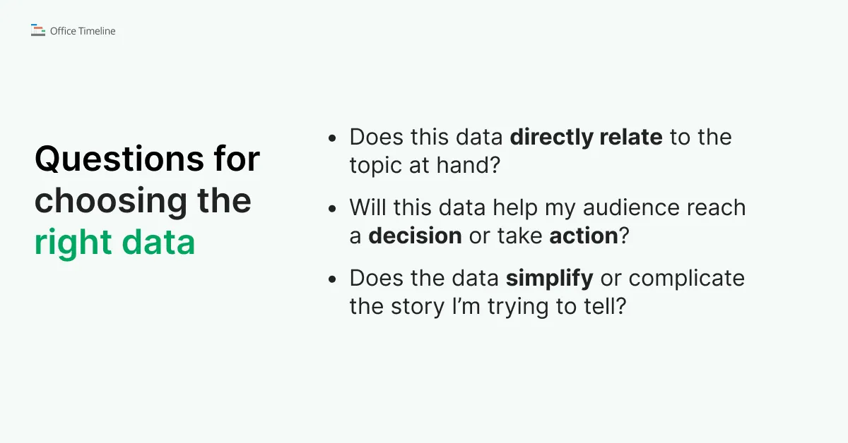 Questions for choosing the right data