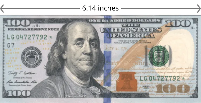 Breaking down by the length of U.S. $100 bills