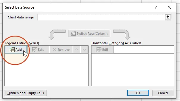Select and add data to Excel bar chart