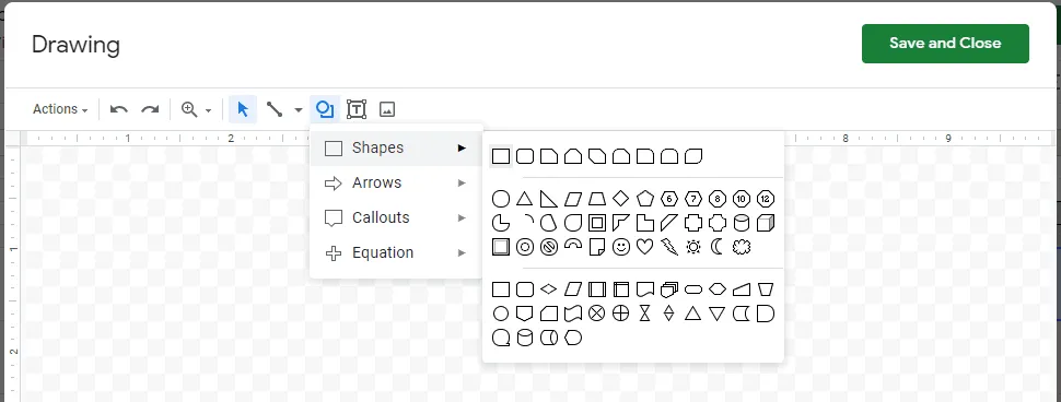 Select the shape to represent the items of your Google Sheets roadmap