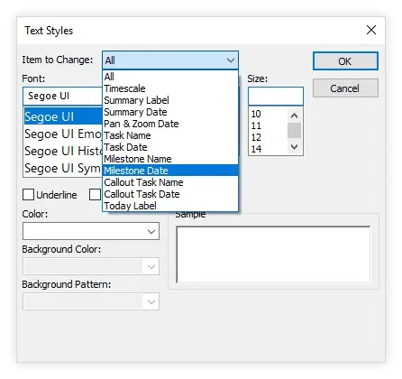 Text style dialogue box