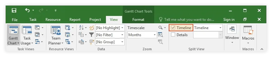 Timeline Checkbox in MS Project