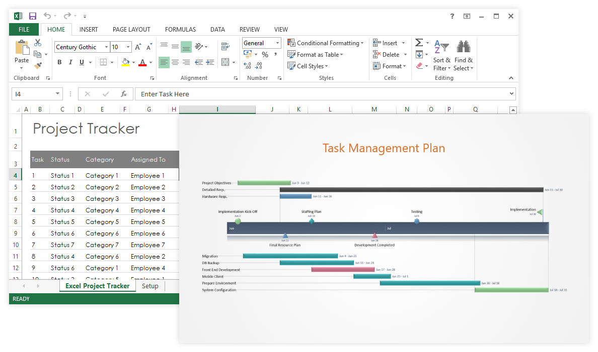 Excel 작업 관리 모델에 PowerPoint