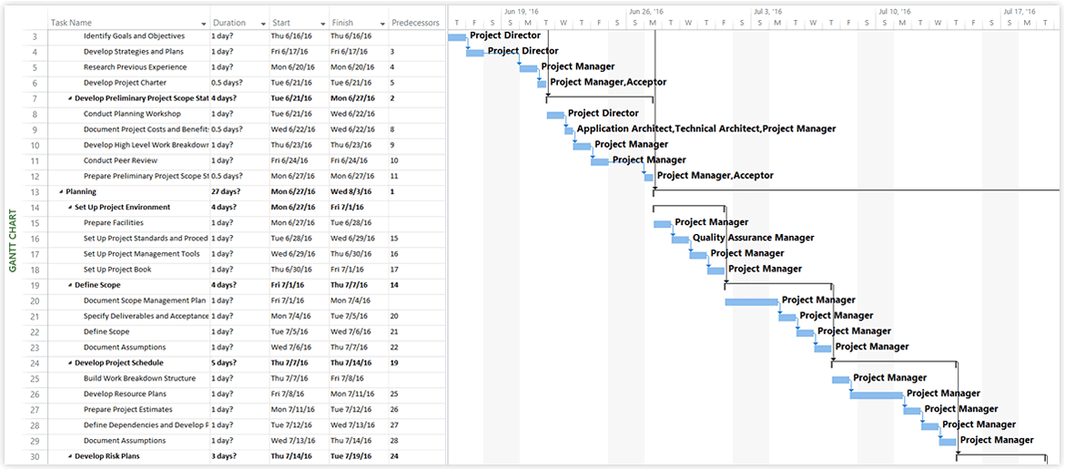 ms project chart