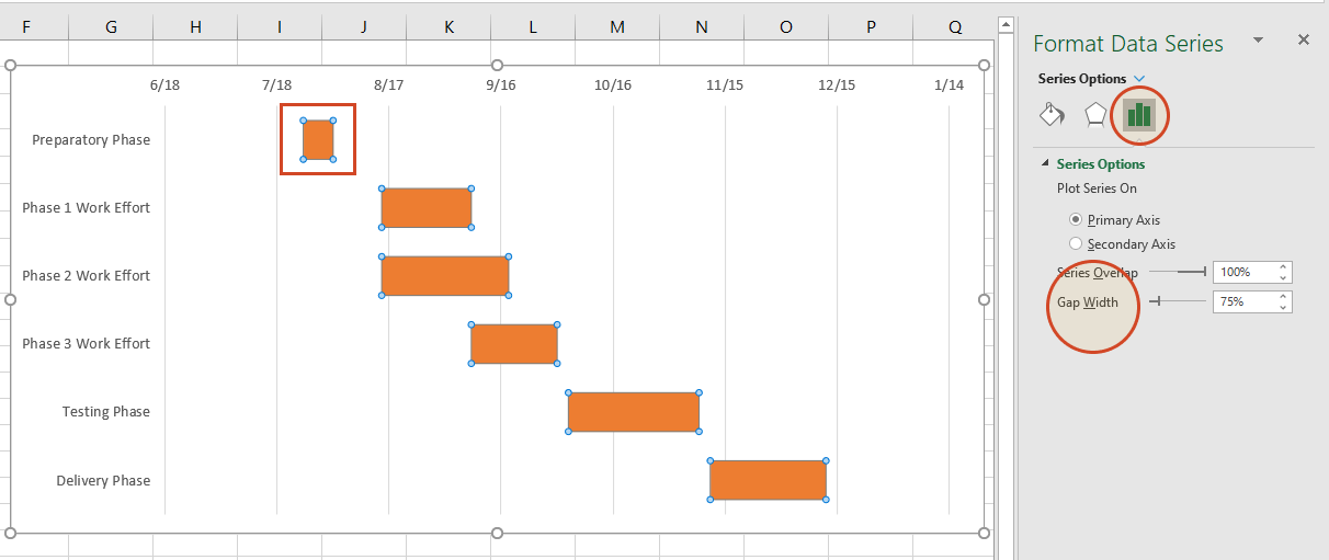 Ajust the gap between task bars on the Gantt chart