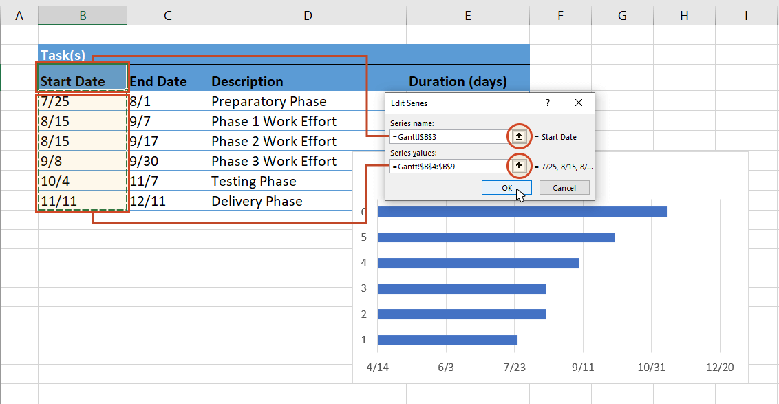 excel gantt chart project plan template