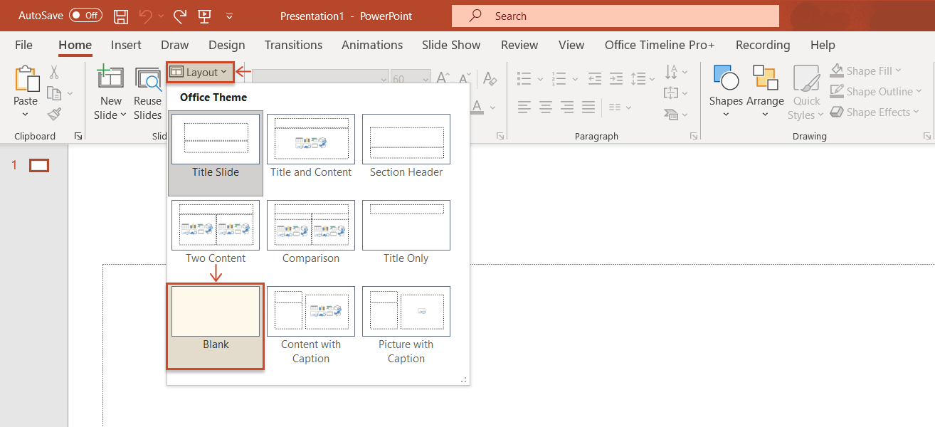 Blank Slide Layout in PowerPoint