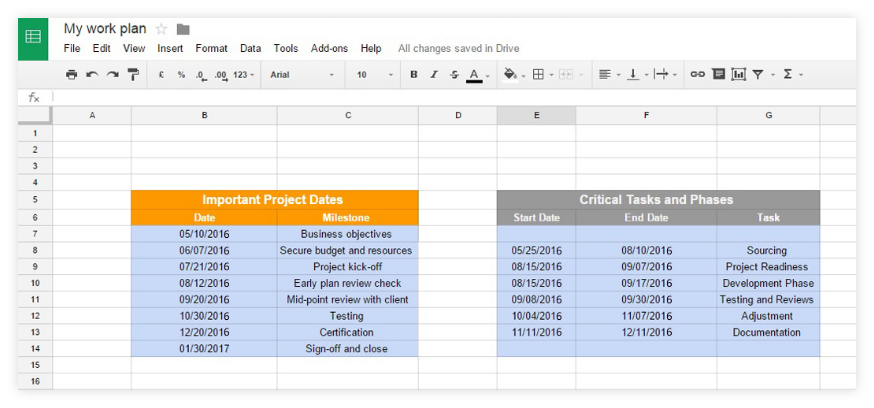 google docs client tracker