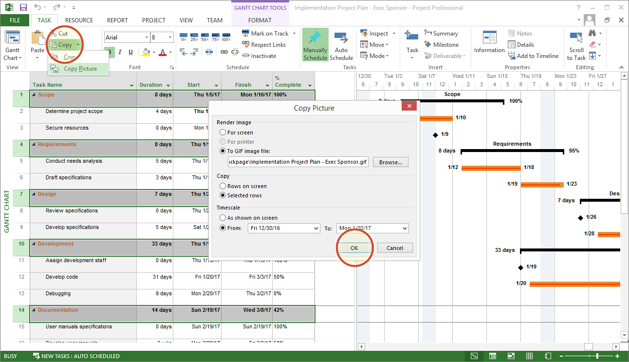 ms project print tasks and gantt chart