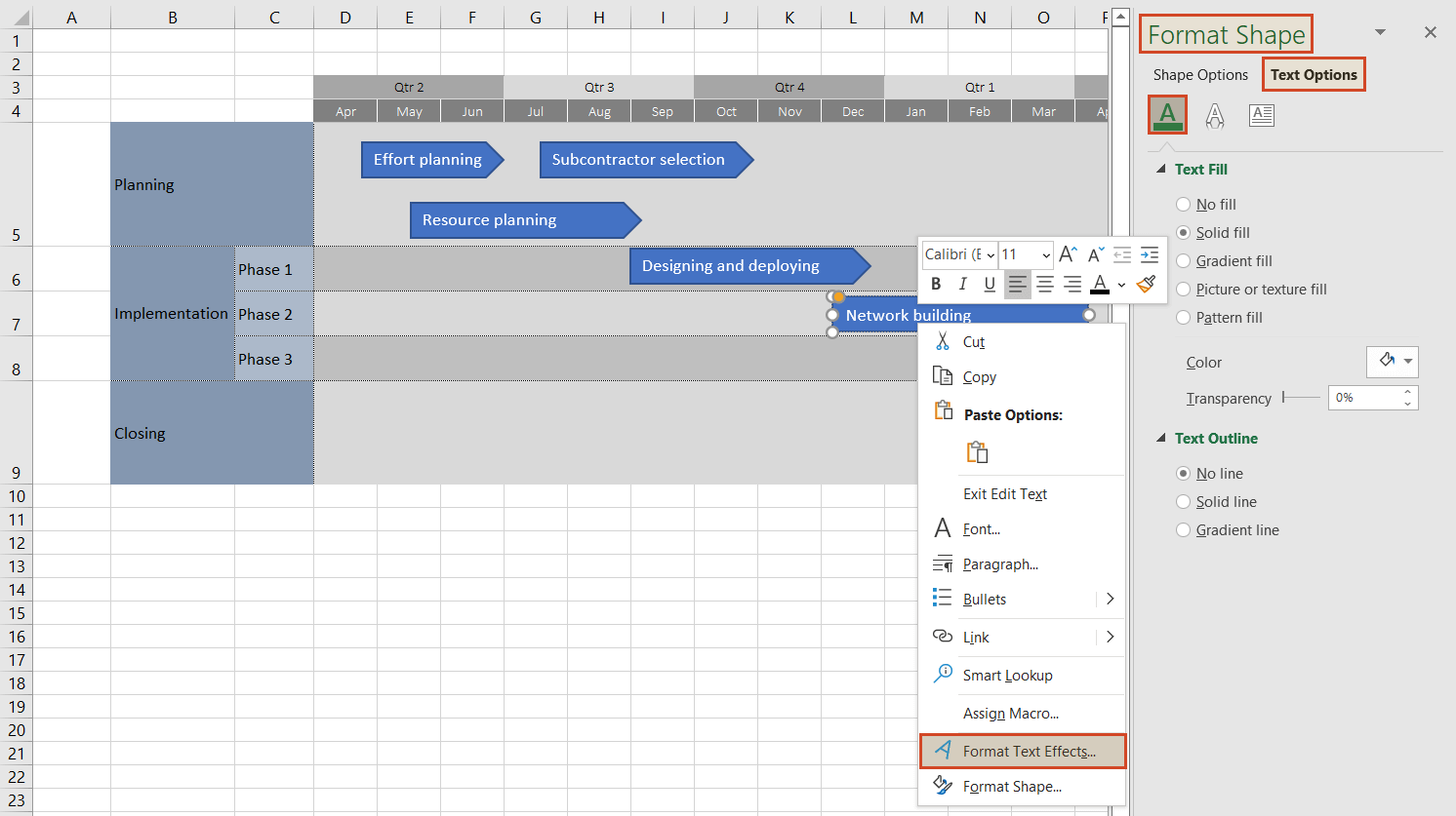 Set roadmap text format