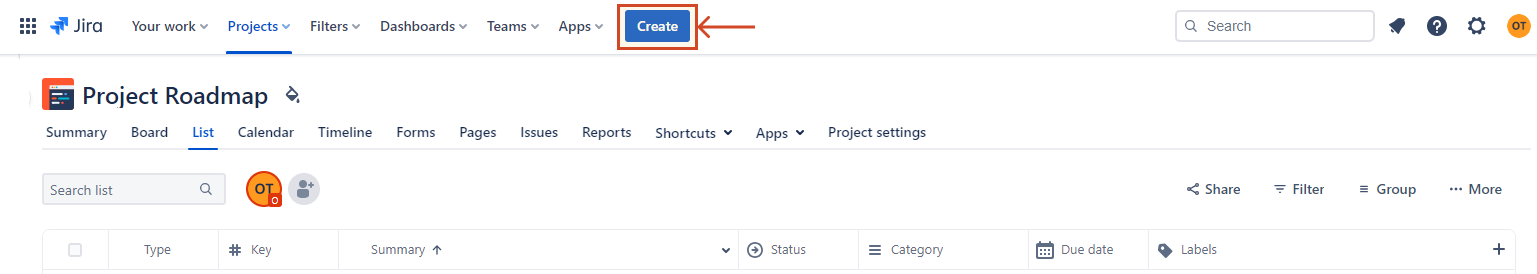 Add project items to your Jira List view