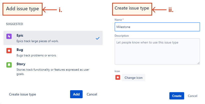 Adding and creating issue types in Jira