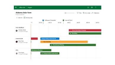 Roadmap made in Microsoft Project