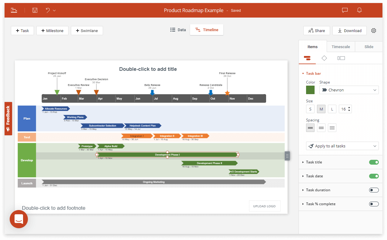Customize your roadmap using the Style Pane