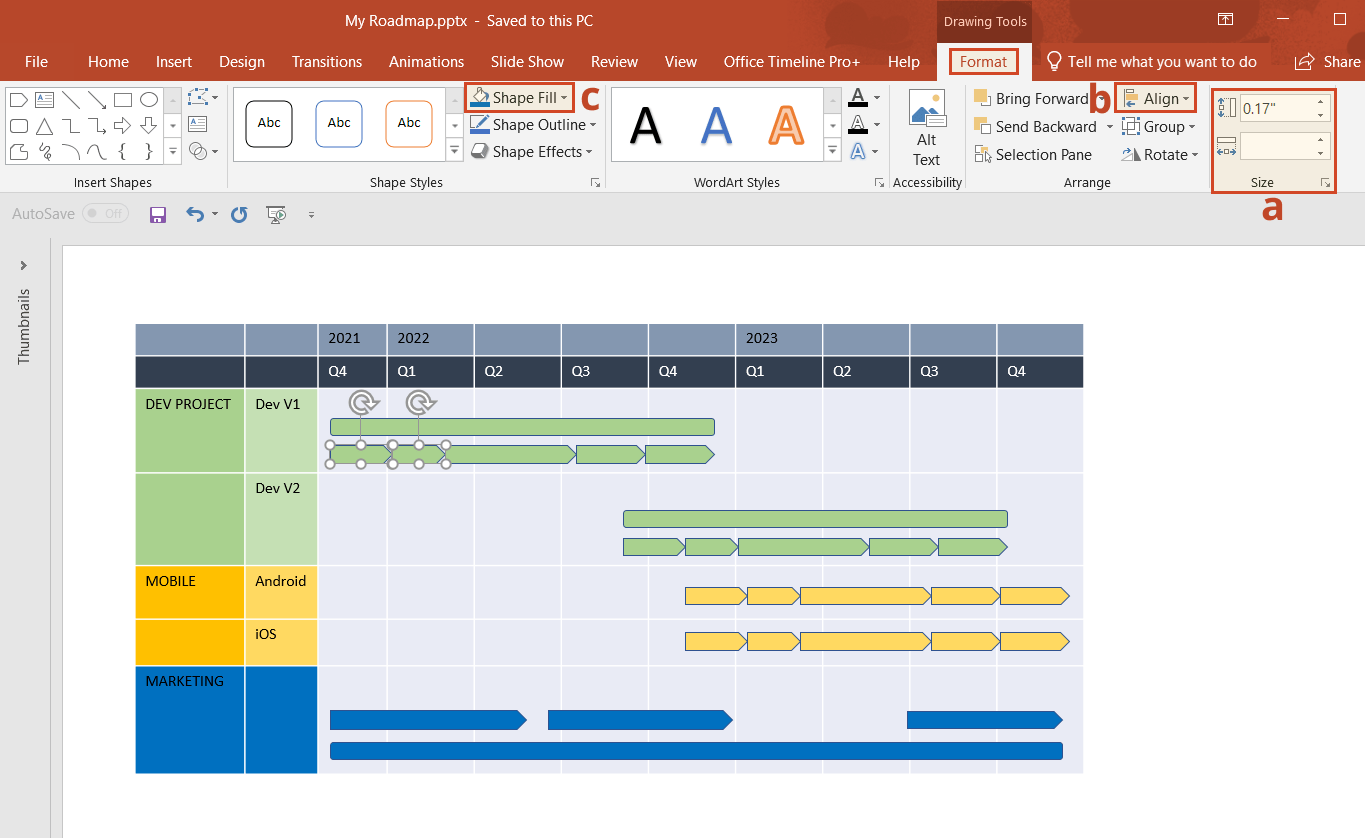 Customize manual PowerPoint roadmap