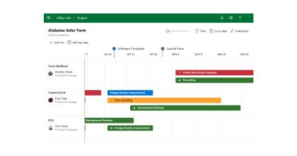 Visual made with MS Project Roadmap feature