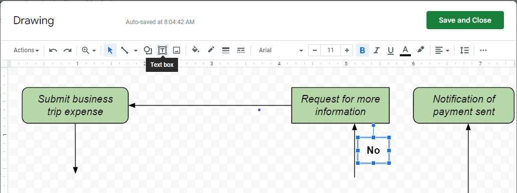 Add and edit text box in Google Sheets