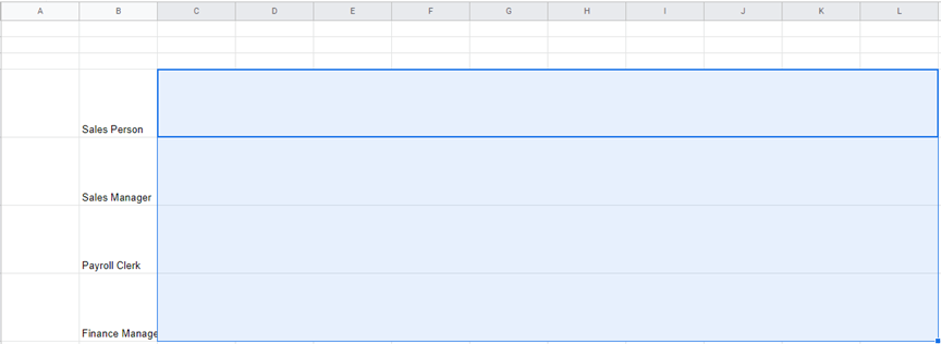 Google Sheets data rows formatted into horizontal swimlanes