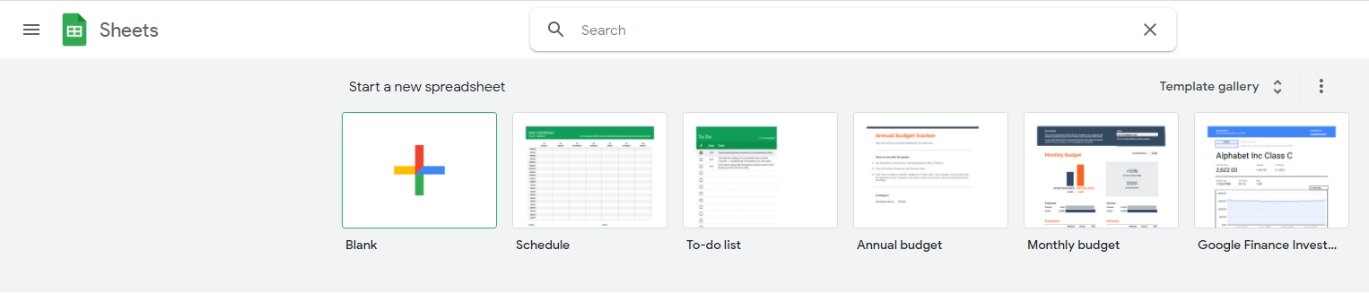 Open a new blank spreadsheet in Google Sheets