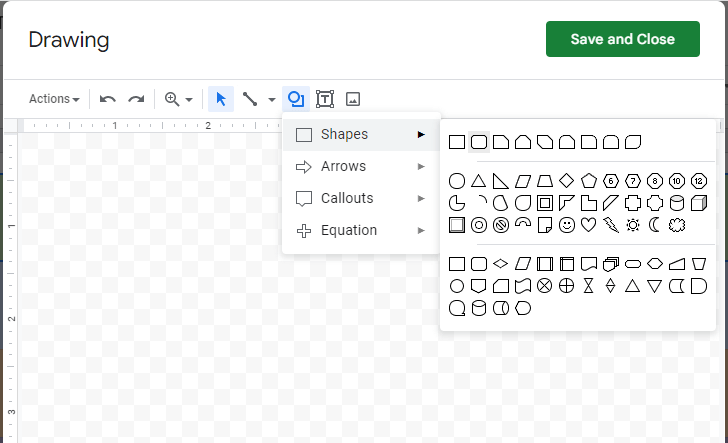 Select shape to illustrate process step in Google Sheets