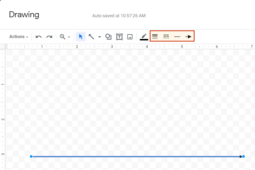 Dessiner une flèche dans une timeline de Google Docs