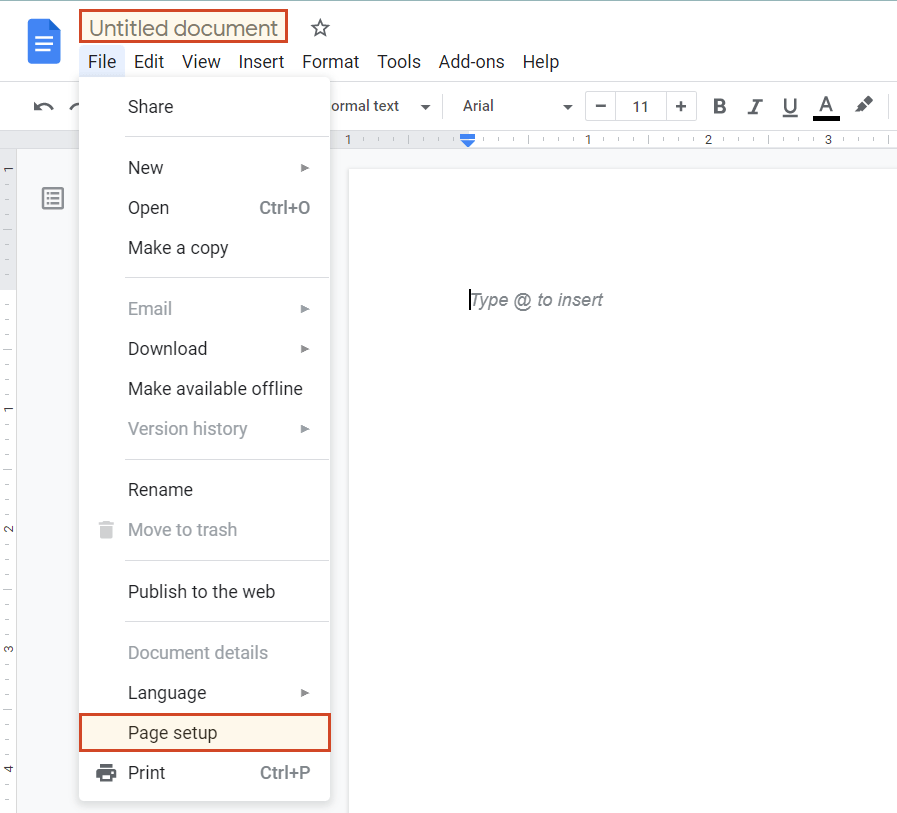 Modify setup in Google Docs timeline