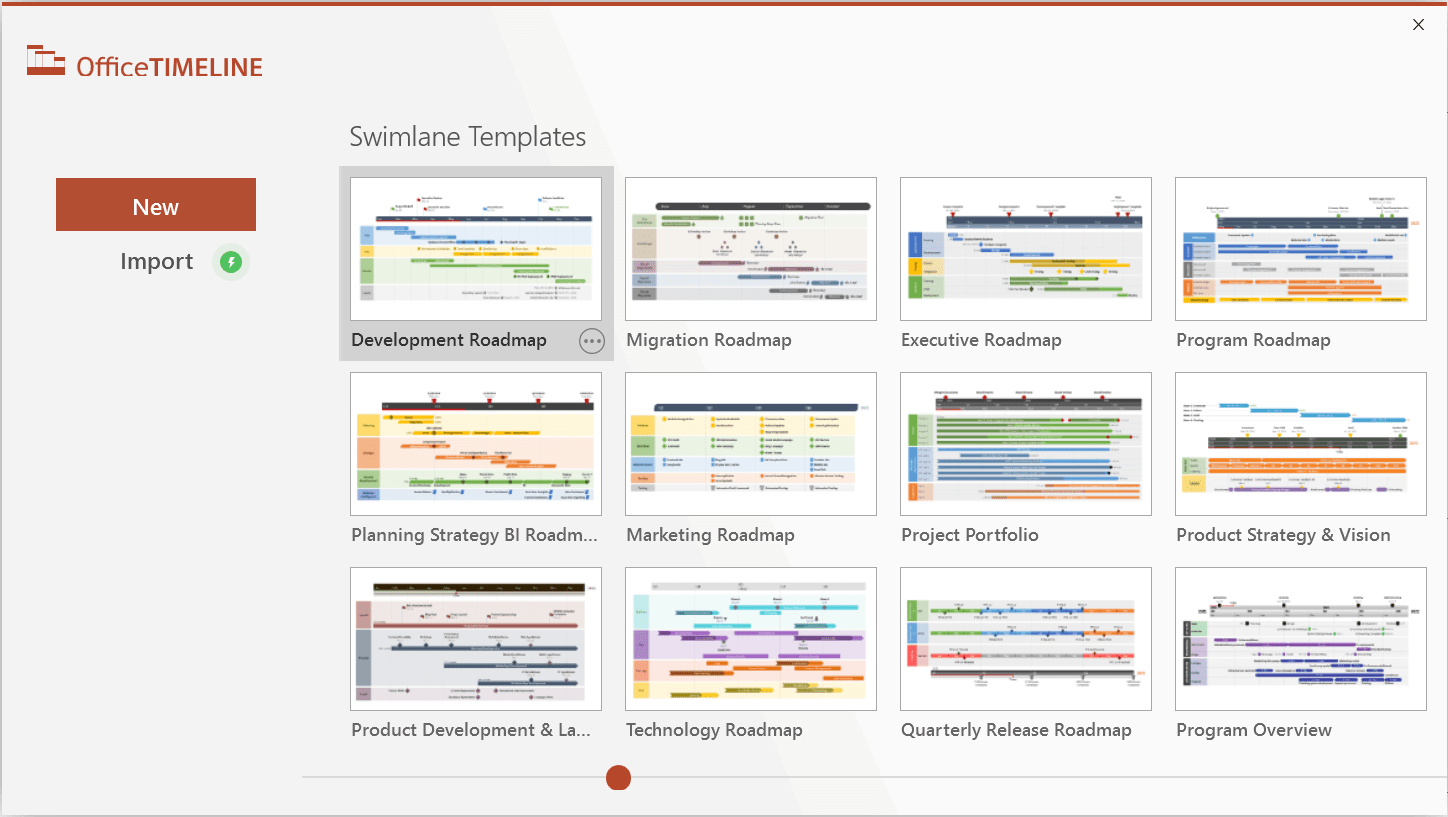 Templates preview in Office Timeline
