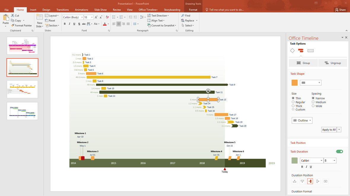 Make a timeline in PowerPoint 2007, 2010, 2013, 2016 or Office 365